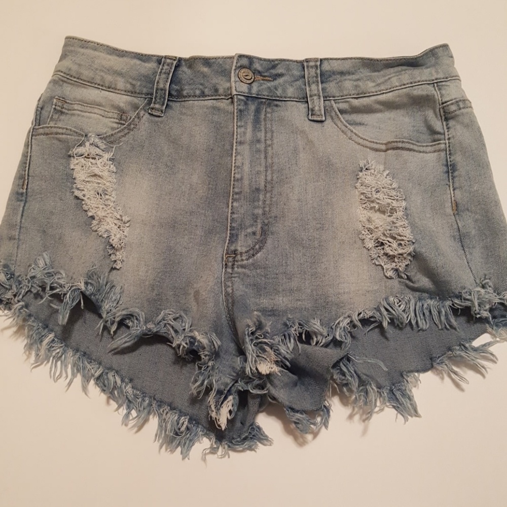 Denim Frayed Shorts